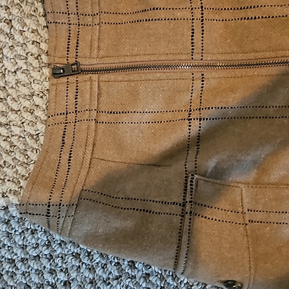 Madewell resourced zip front mini skirt windowpane 4 brown stripe plaid - Picture 3 of 5